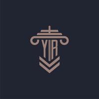 YR initial monogram logo with pillar design for law firm vector image