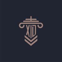 XD initial monogram logo with pillar design for law firm vector image