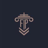 FP initial monogram logo with pillar design for law firm vector image