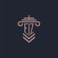 EZ initial monogram logo with pillar design for law firm vector image