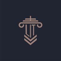 LT initial monogram logo with pillar design for law firm vector image