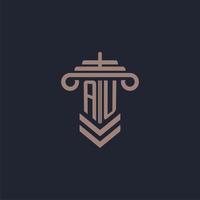 AU initial monogram logo with pillar design for law firm vector image