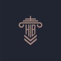 HB initial monogram logo with pillar design for law firm vector image
