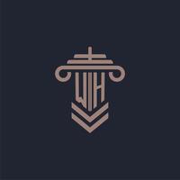 WH initial monogram logo with pillar design for law firm vector image