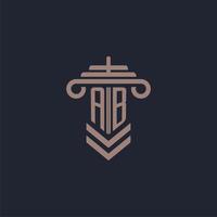 AB initial monogram logo with pillar design for law firm vector image