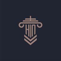 HN initial monogram logo with pillar design for law firm vector image