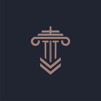 TT initial monogram logo with pillar design for law firm vector image