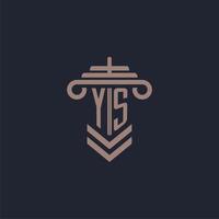 YS initial monogram logo with pillar design for law firm vector image