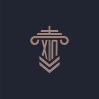 XN initial monogram logo with pillar design for law firm vector image