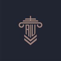 RU initial monogram logo with pillar design for law firm vector image