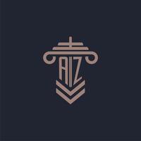 AZ initial monogram logo with pillar design for law firm vector image