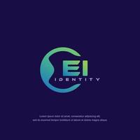EI Initial letter circular line logo template vector with gradient color blend