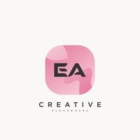 elementos de plantilla de diseño de icono de logotipo de letra inicial ea con onda colorida vector