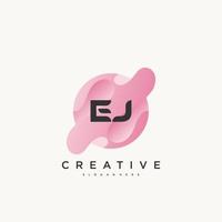 EJ Initial Letter logo icon design template elements with wave colorful vector