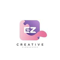 EZ Initial Letter logo icon design template elements with wave colorful vector