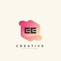 Elementos de plantilla de diseño de icono de logotipo de letra inicial ee con onda colorida vector