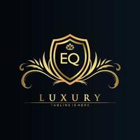 EQ Letter Initial with Royal Template.elegant with crown logo vector, Creative Lettering Logo Vector Illustration.