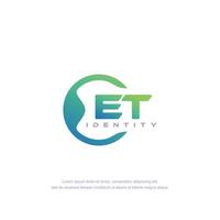 ET Initial letter circular line logo template vector with gradient color blend