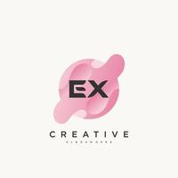 EX Initial Letter logo icon design template elements with wave colorful vector