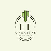 ET Initial letter green cactus logo vector