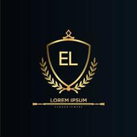 EL Letter Initial with Royal Template.elegant with crown logo vector, Creative Lettering Logo Vector Illustration.