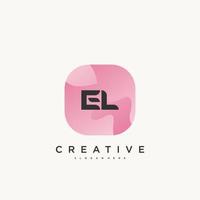 EL Initial Letter logo icon design template elements with wave colorful vector