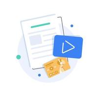 crear contenido de video y ganar dinero, concepto de vlog de diseño plano, ilustración de vector de icono de diseño plano