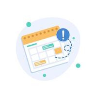 fecha límite del calendario o notificación de recordatorio de evento vector