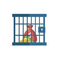 Dollar sack in a locked cage vector