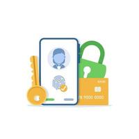 seguridad de datos móviles, conceptos de pagos móviles, pago seguro, seguridad de la información personal, concepto de diseño de protección de cuenta para la página de destino vector