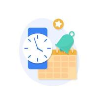 notificación de reloj y calendario, calendario de finanzas vector