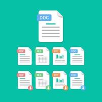 Set of Document File Formats and Labels icons. Vector illustration