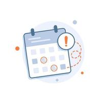 fecha límite del calendario o notificación de recordatorio de evento vector