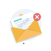 concepto de buzón de spam, advertencia de spam, ilustración vectorial vector