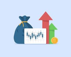 aumento de ingresos de fondos mutuos, informe estadístico, aumento de la productividad empresarial vector