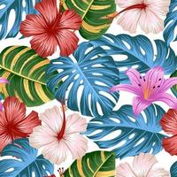 Floral seamless pattern with leaves. tropical background vector