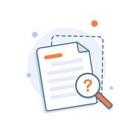 Documents icon and magnifying glass. Confirmed or approved document vector