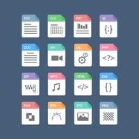 Set of Document File Formats and Labels icons. Vector illustration