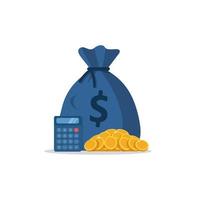Money bag and gold coins,a pile of money vector