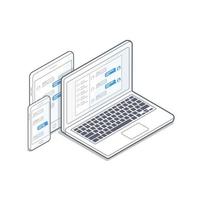 laptop, tablet and mobile phone Isometric Vector