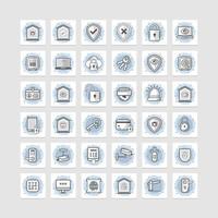 Home Security line icon set. Included the icons as door lock, dog, thief, key, burglar alarm, cctv and more vector