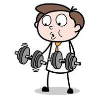 asset of young businessman cartoon character exercising gym vector