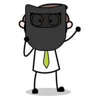 asset of a young businessman cartoon character wearing a welding mask vector