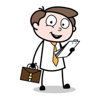 asset of young businessman cartoon character looking at list on paper vector