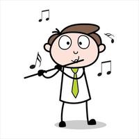 asset of a young businessman cartoon character playing a flute vector