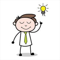 asset of a young businessman cartoon character who is getting a bright idea vector