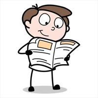 asset of young businessman cartoon character reading newspaper vector