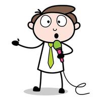 asset of a young businessman cartoon character delivering a message vector