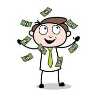 young businessman cartoon character asset with a lot of money vector