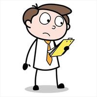 asset of young businessman cartoon character checking data vector
